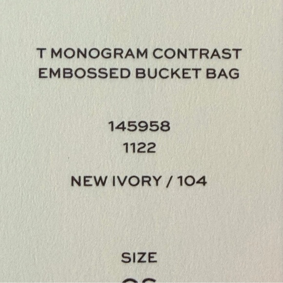 Tory Burch T Monogram Contrast Embossed Bucket Bag - New Ivory NWT - Picture 11 of 11